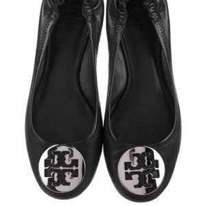 Tory Burch Black Flats with Silver